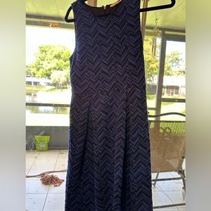 Black & Blue Chevron Print Babydoll Dress